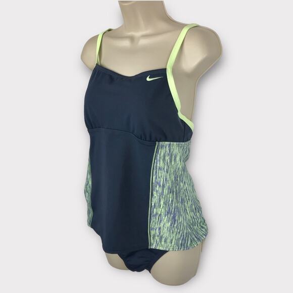 Nike NWT 2 Piece Swimsuit Tankini Top & Bikini Bottom Blue & Green Size L - Picture 2 of 6